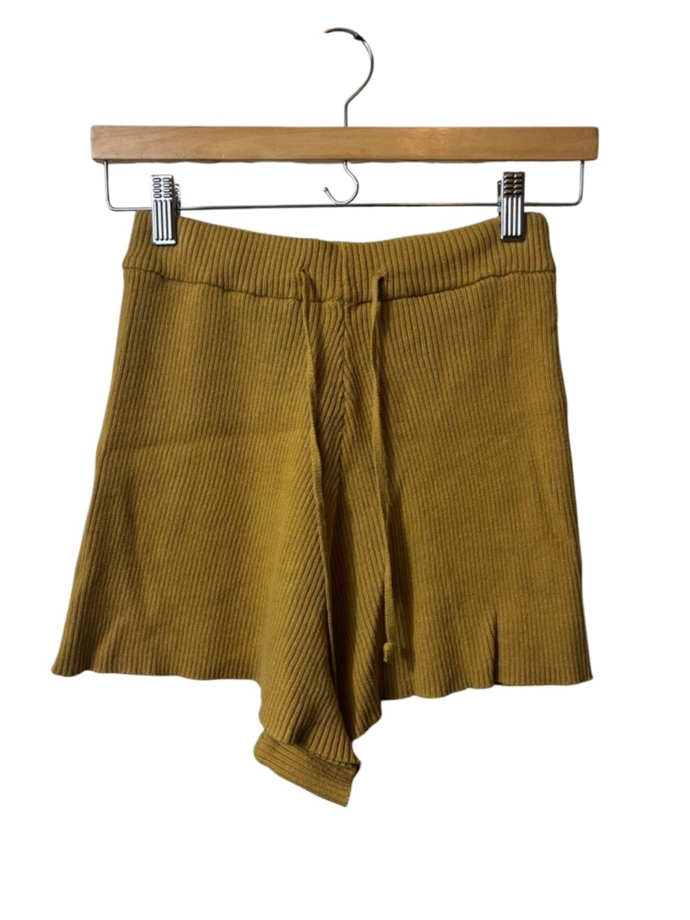 The Lullaby Club Ribbed Knit Shorts - Mustard Yellow s/m